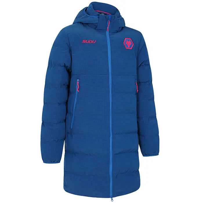 Wolverhampton Wanderers Kits Shop | 2025-26 Players Training Long Bench Jacket – Blue Wolves Jerseys and Gear